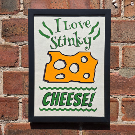 'I Love Stinky Cheese!' A4 Canvas Poster - Thumbnail Image